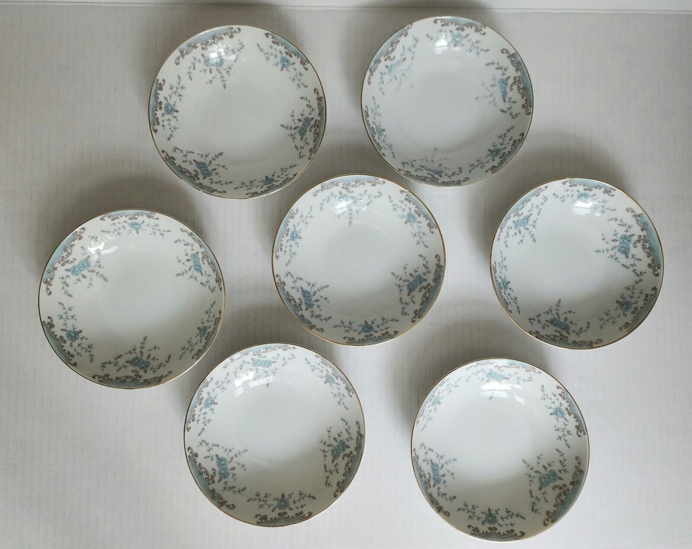 W Dalton Imperial China Seville 5303 Fruit Bowl Blue White Gray Gold Trim 5.5" - Picture 3 of 4